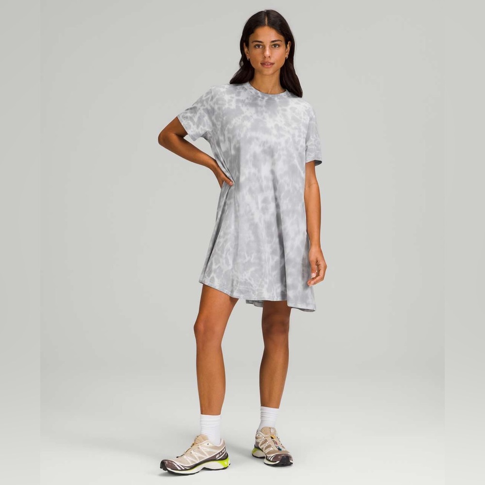 Lululemon All Yours Dress in Marmoleado Tie Dye Vapor Rhino Gray size 10